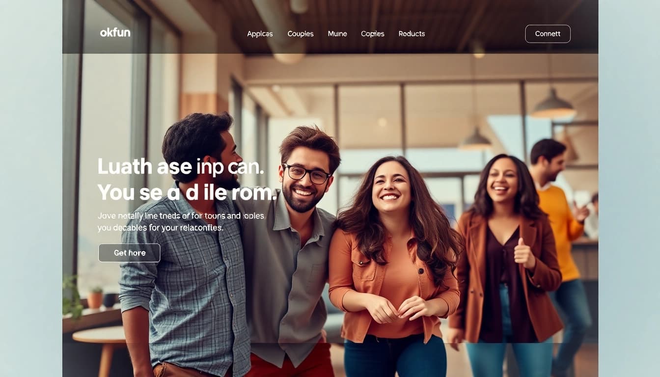 Inclusive dating experience promoted through https://okfun.uk.net/ with diverse couples enjoying their connection.