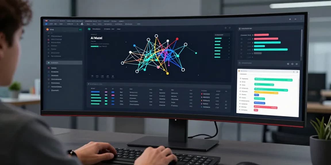 Image depicting a professional engaging with AI-powered tools for WhatsApp网页版 on a sleek dashboard, showcasing machine learning applications.