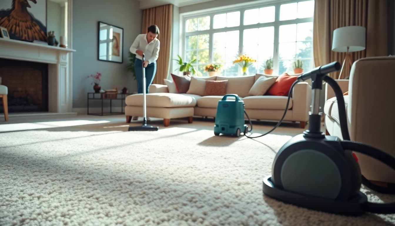 Efficient Glasgow carpet cleaning service revitalizing a beautiful living space with sparkling clean carpets.