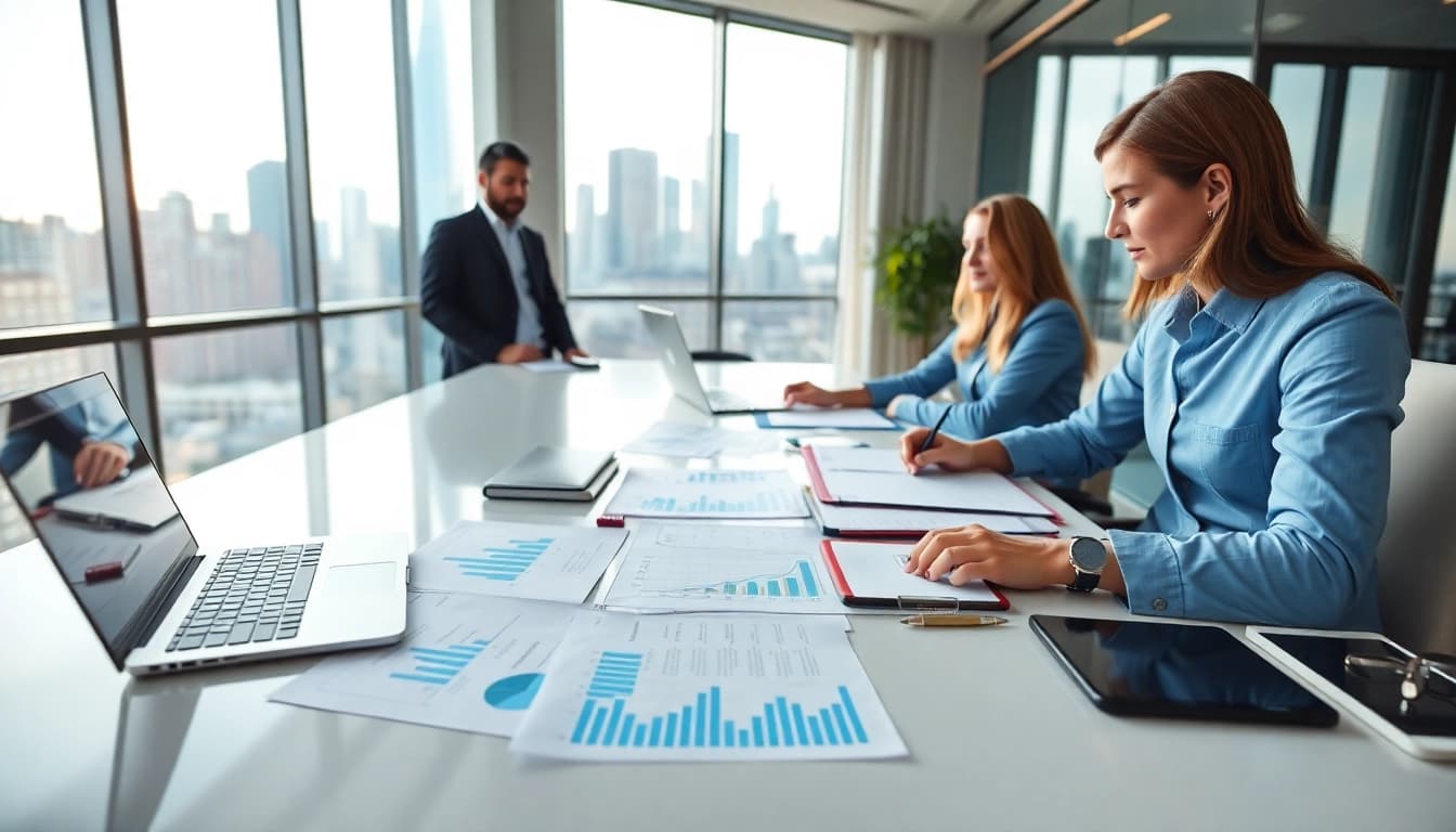 Scena di un ufficio contabile professionale che illustra la vendita di uno studio contabile.