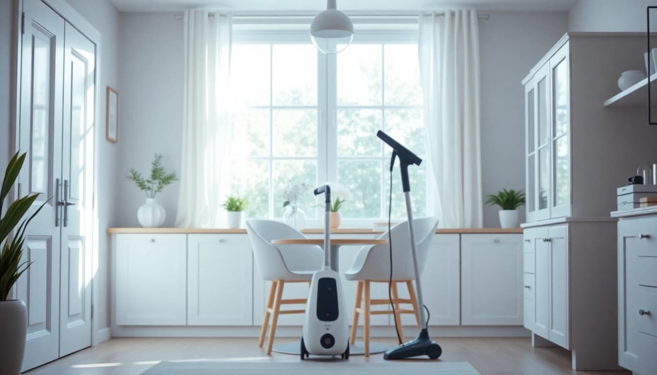 Steam cleaning with aurupesuri rent for a spotless home environment, showcasing the effectiveness of the device.