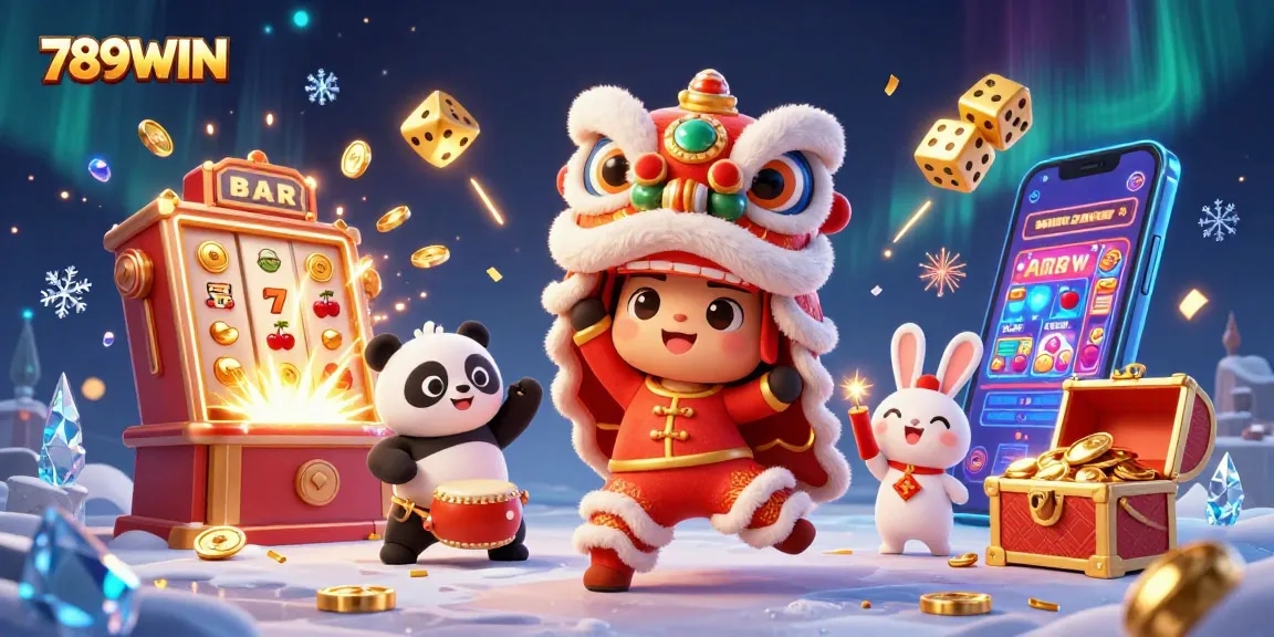 Experience excitement with 789WIN as a lion dance and jackpot explosion captures engaging casino fun.