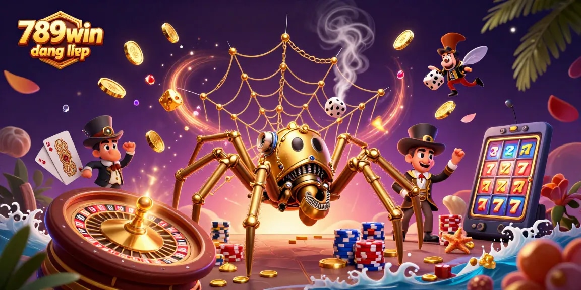 Experience thrilling 789win đăng nhập action in a vibrant 3D casino scene full of excitement.