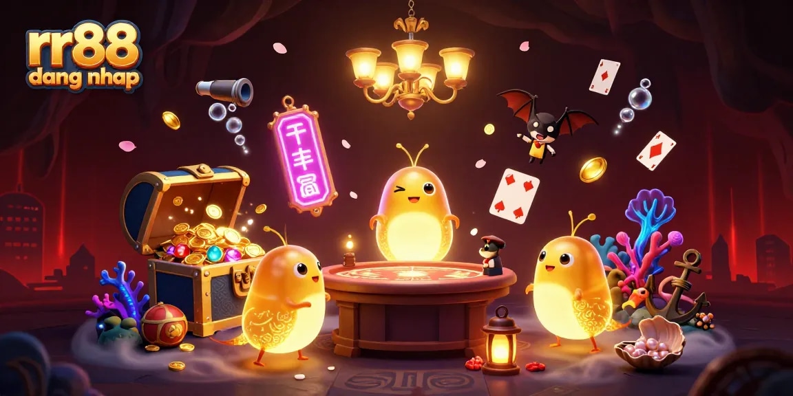 Join the excitement at rr88 dang nhap, where glowing creatures illuminate a vibrant casino scene.