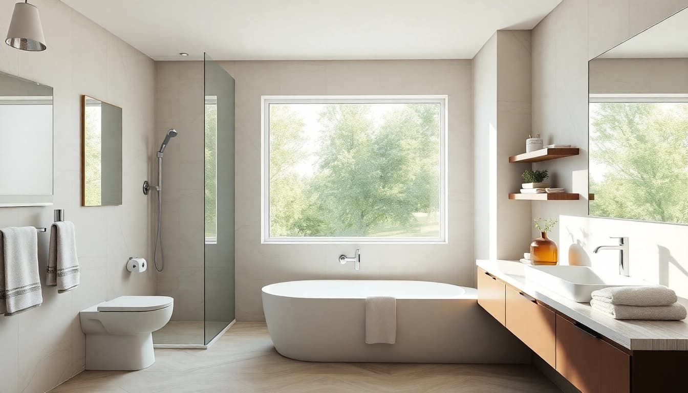 Transform your space with stunning bathroom remodeling near me designs featuring modern fixtures and bright lighting.