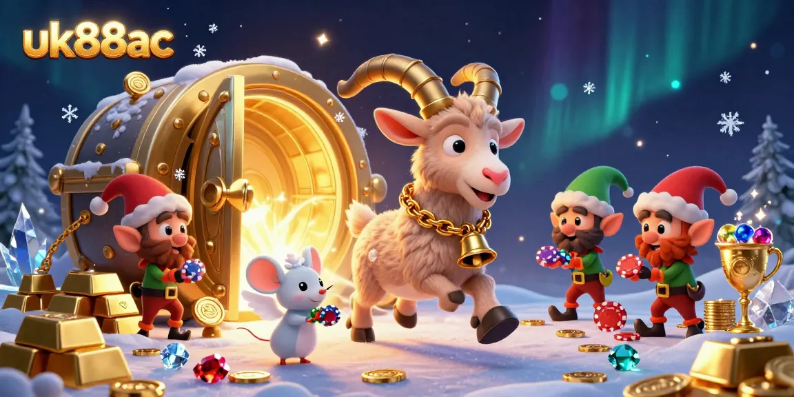Experience the thrill of uk88ac with animated casino chaos featuring Krampus goats and mischievous elves.