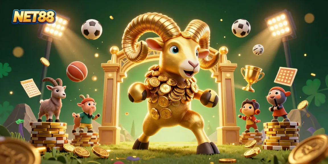 Win big with NET88 in this vibrant 3D casino illustration showcasing excitement and thrilling sports betting.