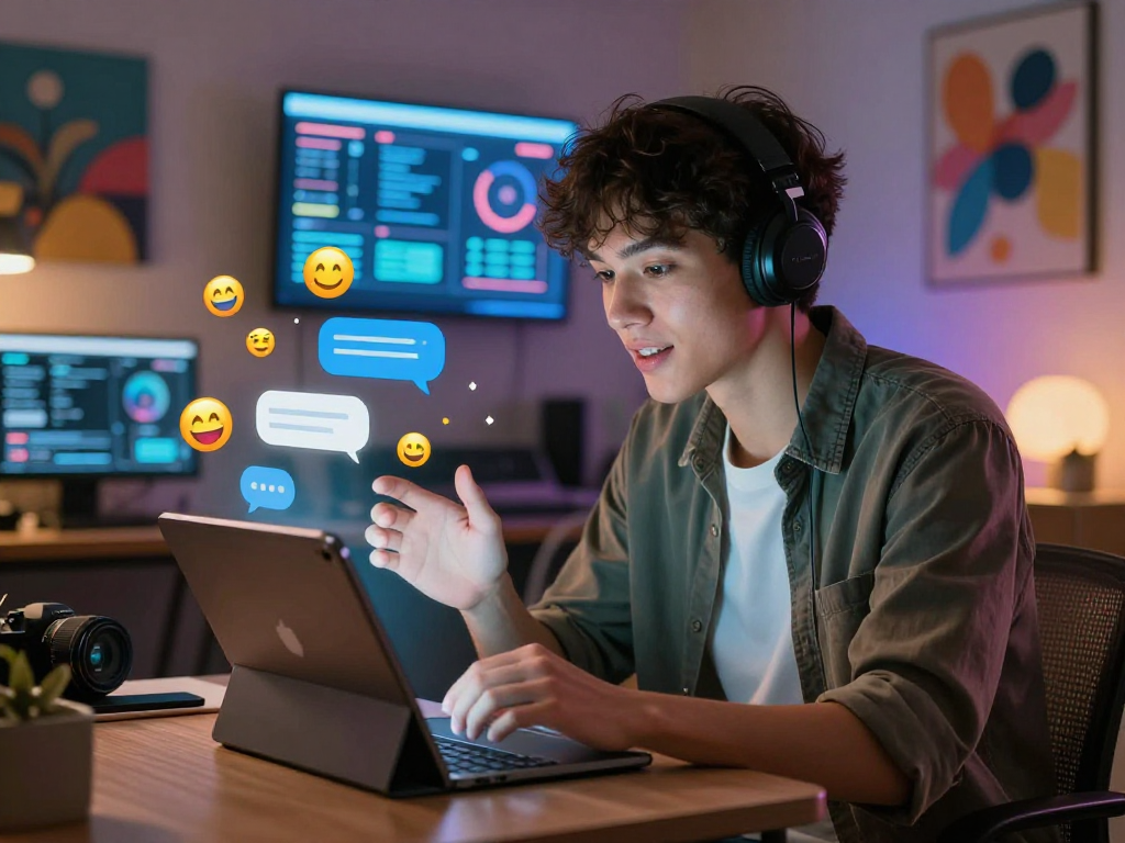 Engaging porn ai chat conversation on a tablet with dynamic digital elements.
