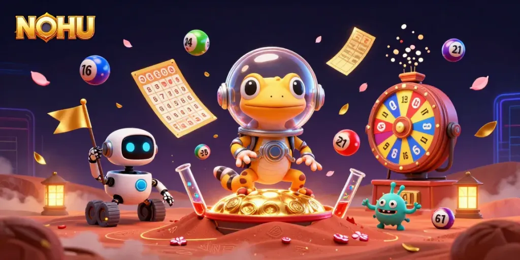 Engage with NOHU's thrilling casino adventure in a vibrant 3D Martian setting.