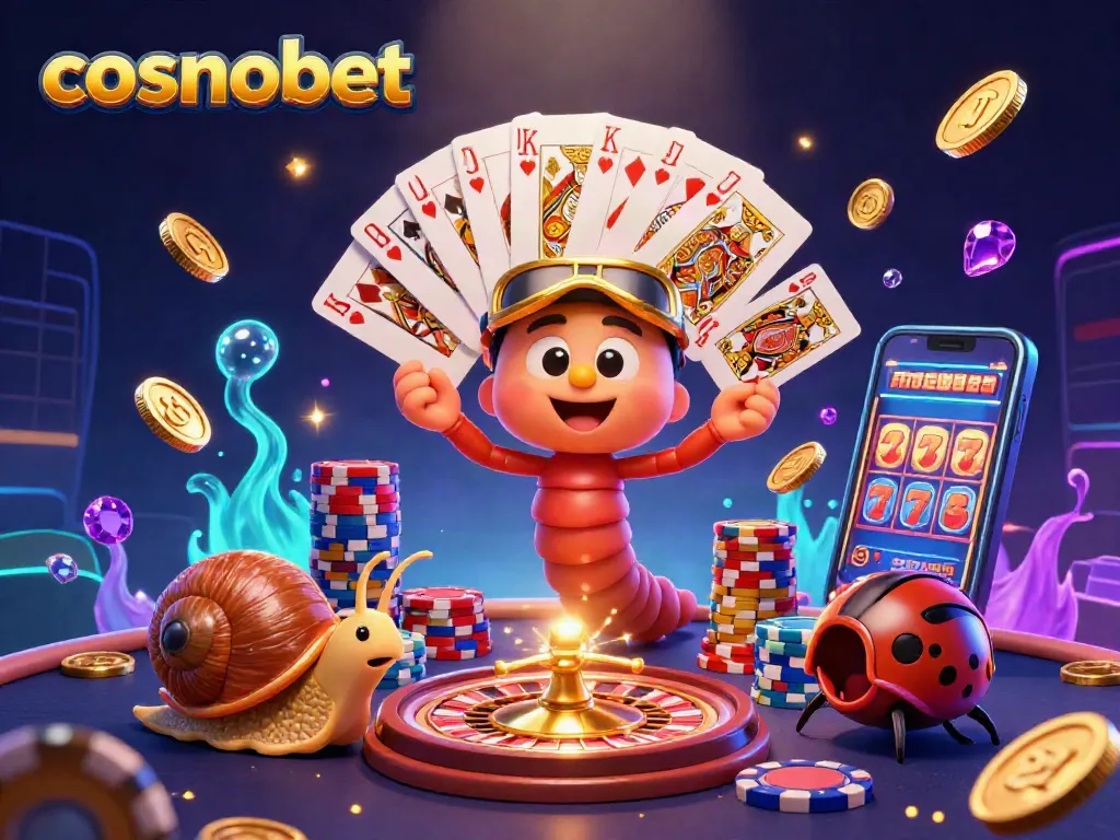 Engage with cosmobet's vibrant casino scene featuring a millipede dealer and exciting game elements.