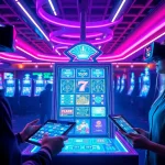 Explore a futuristic casino showcasing New Technology innovations in gambling.