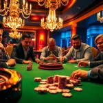 Experience thrilling poker action at https://bancaonline88.com/, featuring colorful chips and intense gameplay in a luxurious casino setting.