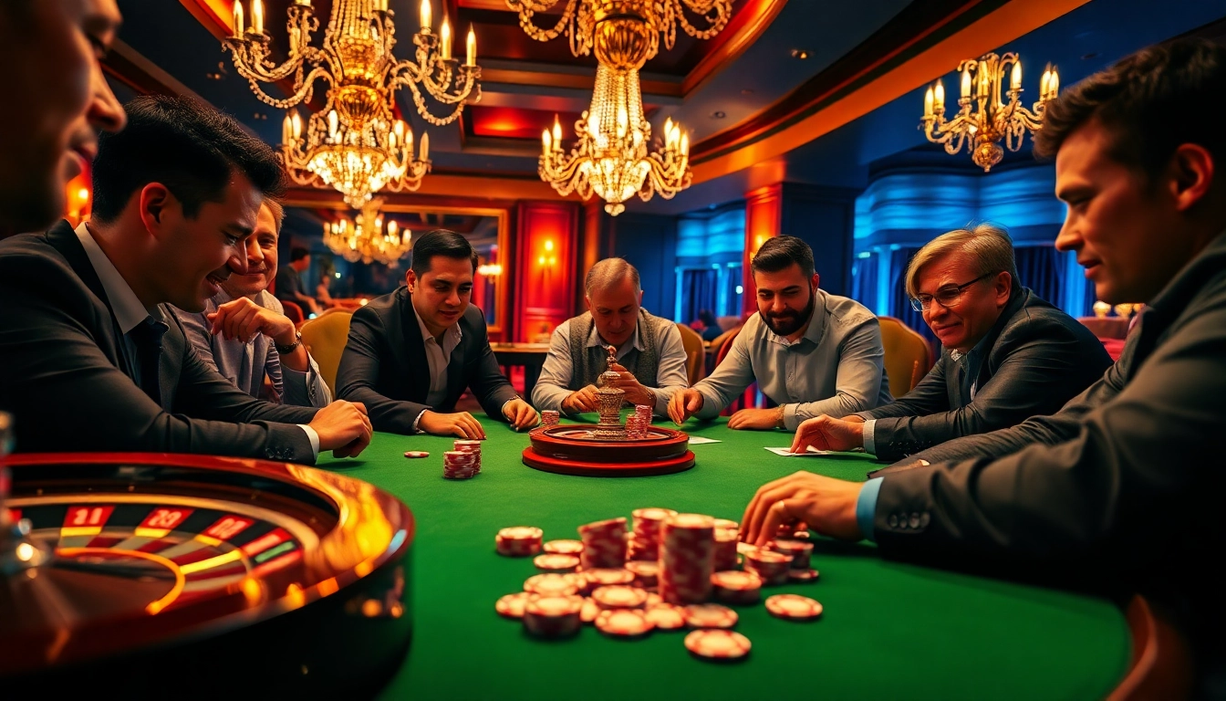 Experience thrilling poker action at https://bancaonline88.com/, featuring colorful chips and intense gameplay in a luxurious casino setting.