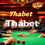 Thabet Casino players enjoying a thrilling poker game with vibrant chips and cards.
