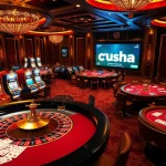 Exciting gaming scene at a casino featuring "crush ia" online betting and classic tables.