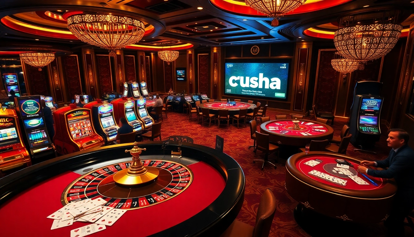 Exciting gaming scene at a casino featuring "crush ia" online betting and classic tables.