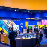 Engaging exhibition stand designed by expert exhibition stand builders in Birmingham showcasing cutting-edge technology.