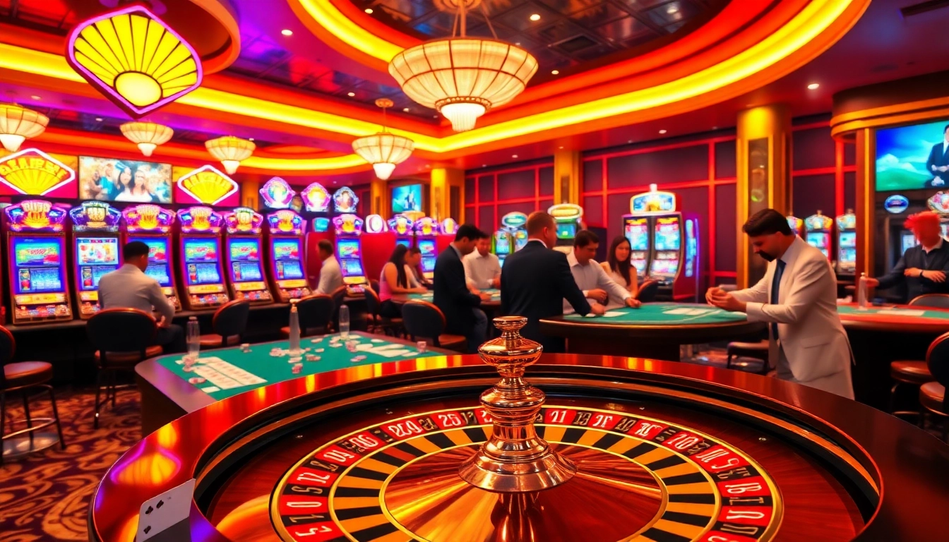 Experience the excitement of 69VN casino with vibrant gaming tables, chips, and players engaged in thrilling bets.