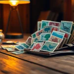 Discover unique discount stamps showcasing vibrant designs on display.