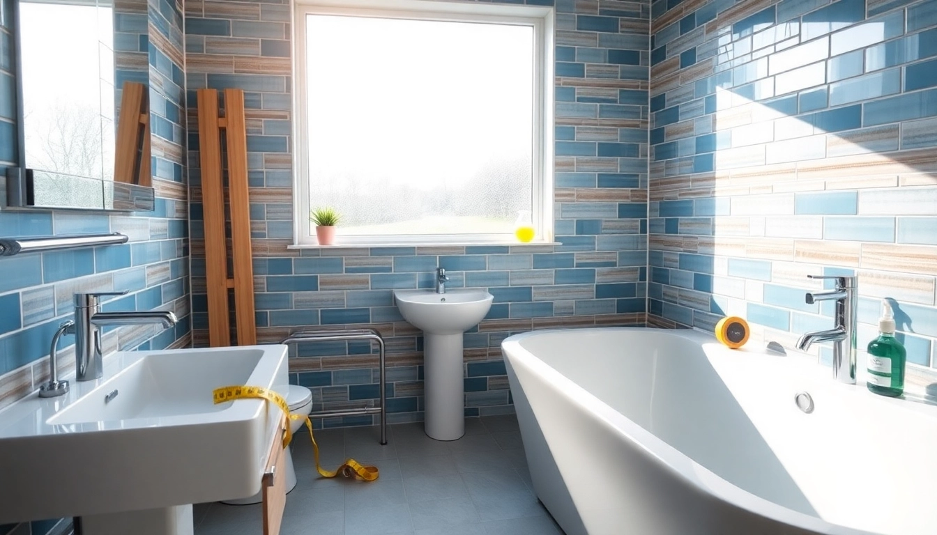 Bathroom fitters showcasing a stylish mid-renovation with elegant fixtures and fresh tiles.