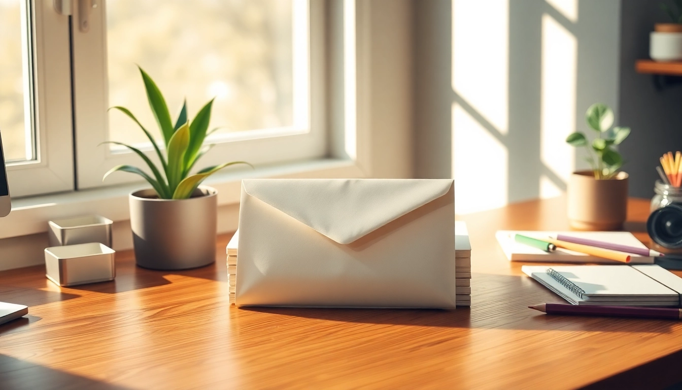 A5 window envelopes elegantly displayed in a bright workspace, showcasing organization and creativity.