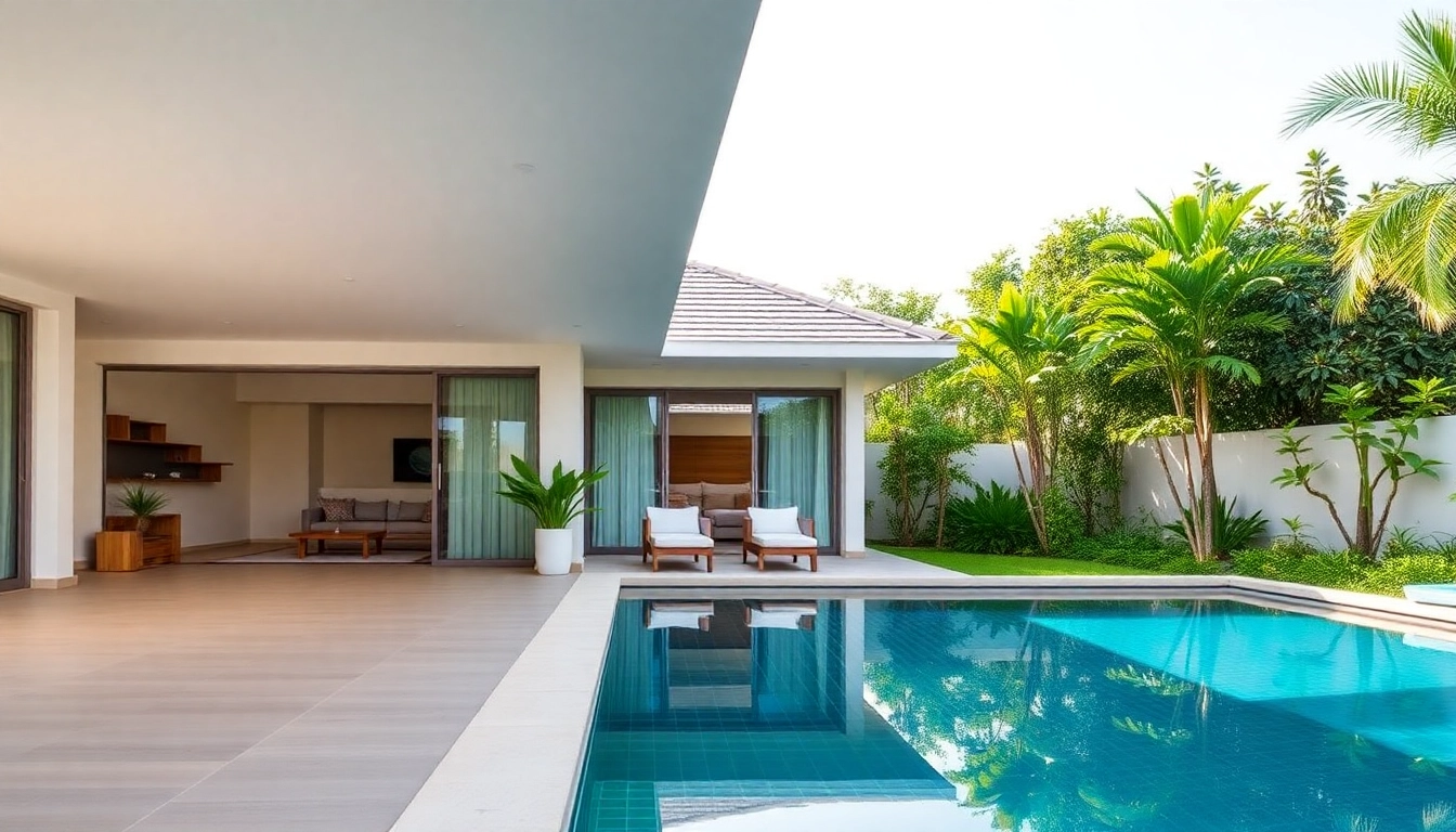 Showcasing property management Phuket with a premier villa featuring a pool and lush garden.