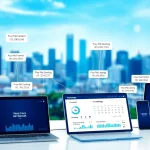 Visual representation of residential proxy network management dashboard and devices.