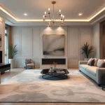 Showcase Tappeti a Milano elevating a stylish living space with refined textures and tones.