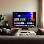 Experience the features of iron tv pro in a modern living room setup highlighting smart technology.