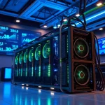 bitcoin mining setup with advanced ASIC miners and blockchain data
