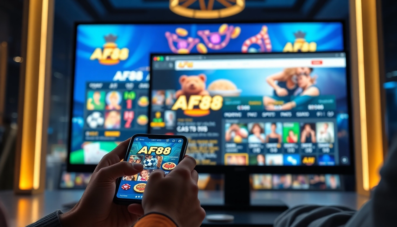AF88 online casino interface showcasing vibrant sports and casino betting games.