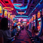 Exciting online gaming scene showcasing doaslot with vibrant slot machines and digital interfaces.