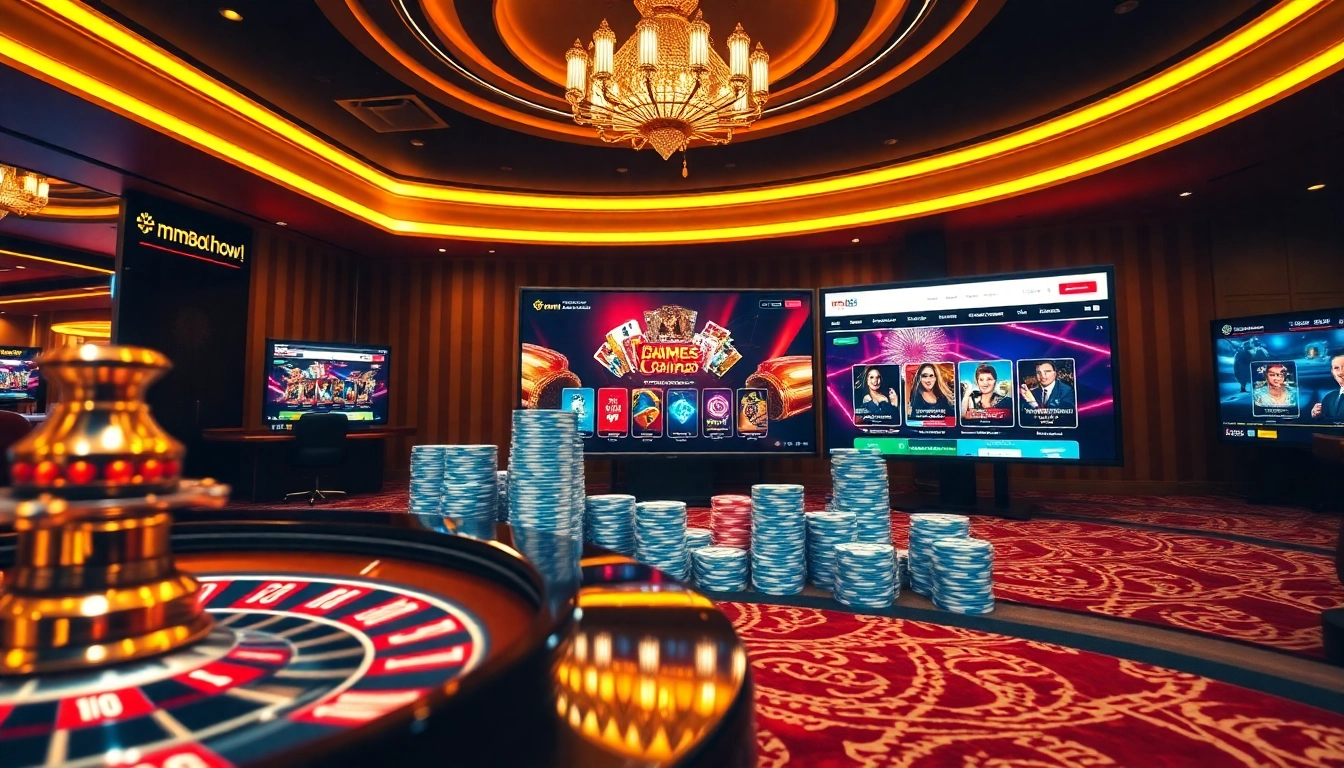 Engage with top online gambling experiences at https://mm88.how/ with vibrant casino visuals featuring roulette and poker.