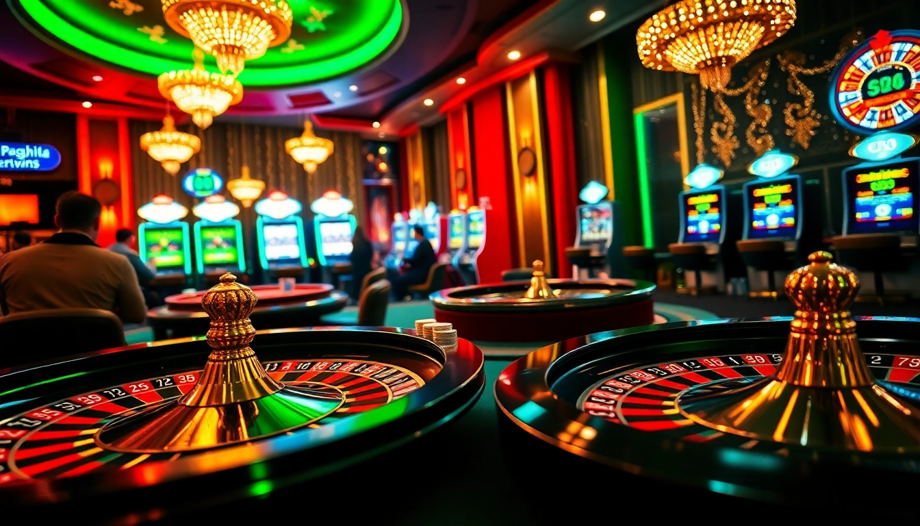 Players engaging at a casino table, experiencing thrilling gameplay at https://s88.works/ with vibrant chips and roulette wheel.