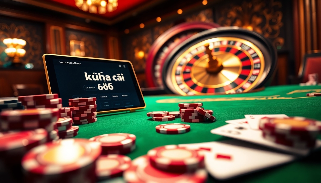 Engaging visual of kèo nhà cái betting scene at a luxury casino with tables and chips.