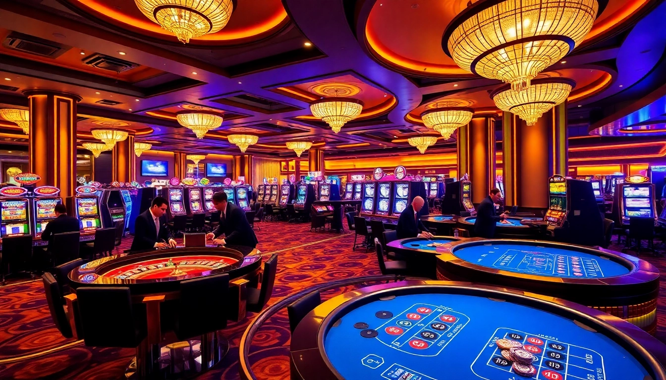 Experience the excitement of gameplay at ta88 club with vibrant casino tables and slot machines.