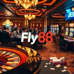 Exciting gameplay at Fly88 Casino featuring roulette and vibrant slots in an upscale setting.