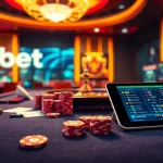 Engaging betting scene showcasing bet789 with vibrant casino elements and devices.