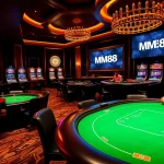 MM88 poker table scene showcasing exciting gameplay and vibrant casino elements.