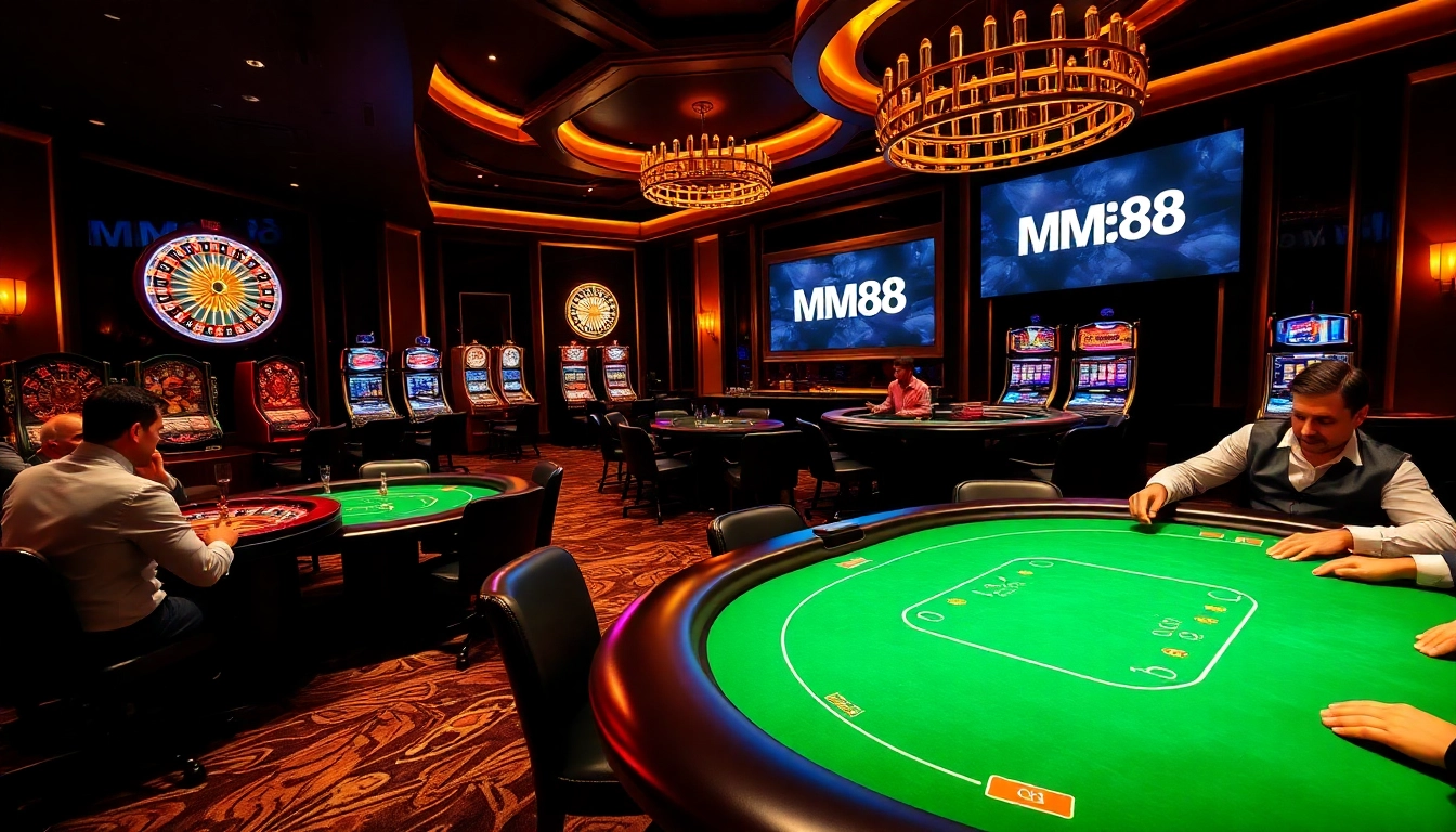 MM88 poker table scene showcasing exciting gameplay and vibrant casino elements.