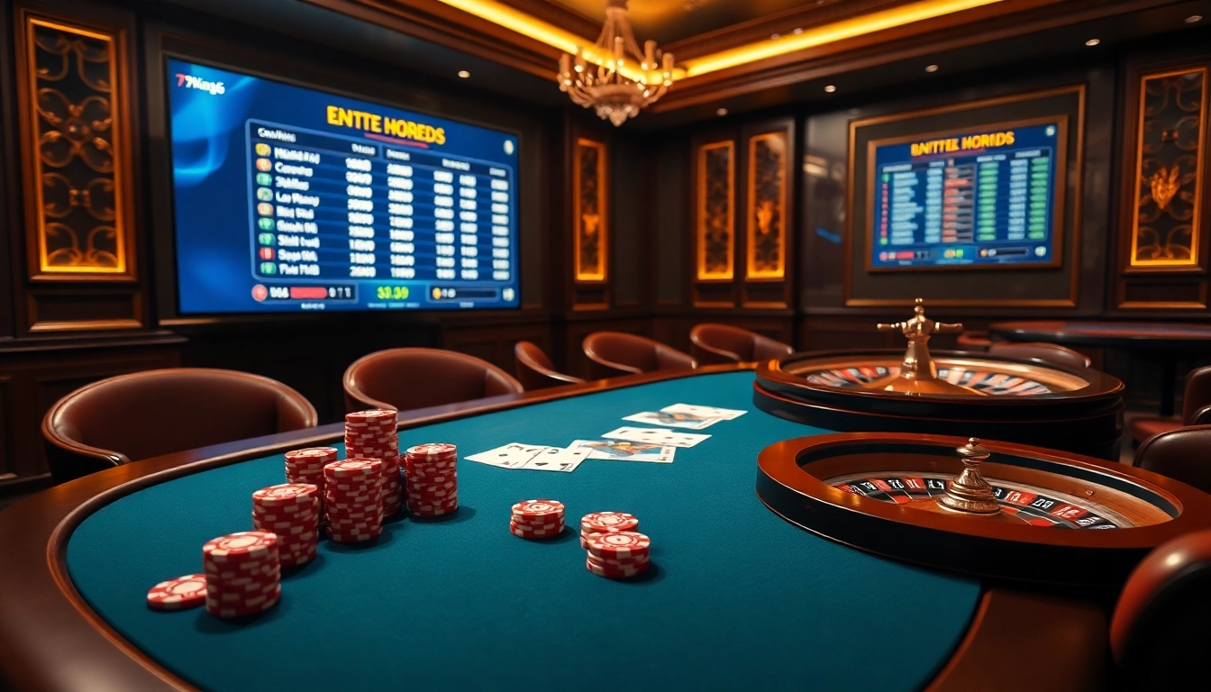 Experience the thrill of 79king 6 with an elegant casino scene featuring poker tables and vibrant betting interfaces.