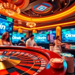 Experience the thrill of Okwin casino gaming with vibrant roulette and poker action.