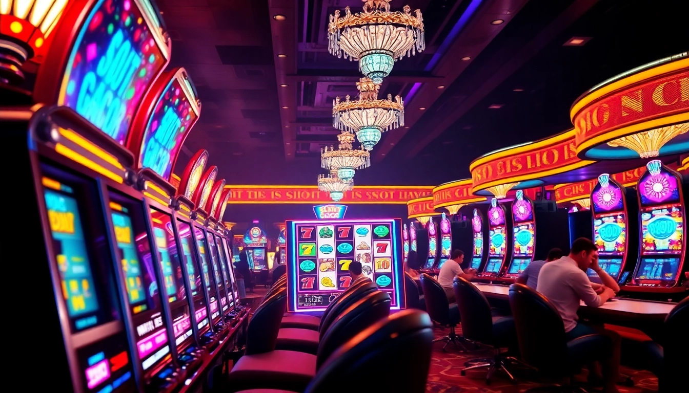 Players experiencing thrilling wins on Slot Gacor machines in a luxurious casino setting.