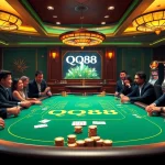 Players engaged in an exciting QQ88 poker game, enjoying vibrant casino atmosphere