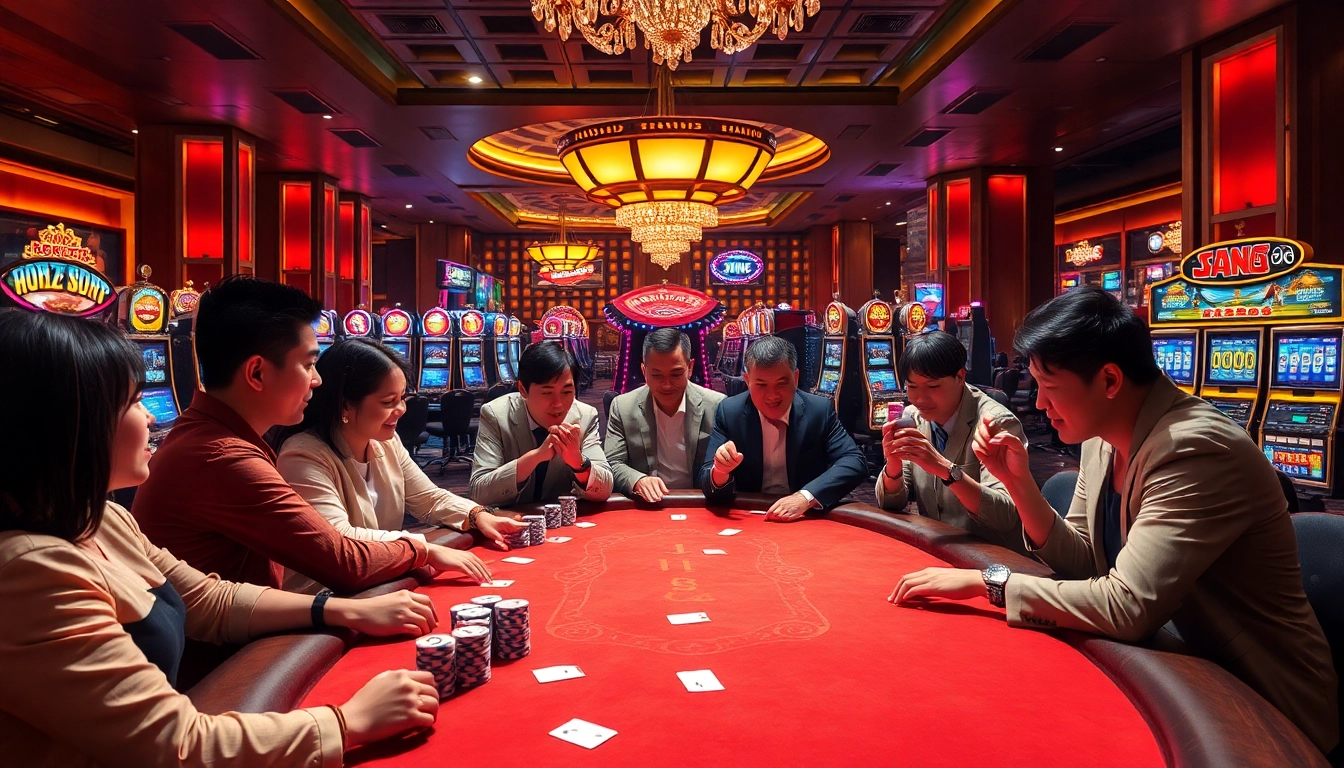 Experience the thrill of Jun 88 as players engage in lively poker action at a luxurious casino.