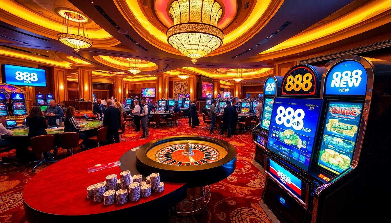 Engaging scene of players enjoying casino games, highlighting the excitement of 888NEW.