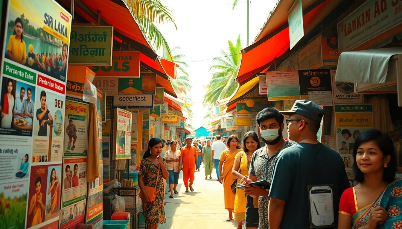 Lanka Ads showcasing vibrant community engagement in a Sri Lankan marketplace.