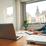 Traducteur certifié assermenté à Strasbourg travaillant dans un cadre de bureau professionnel.