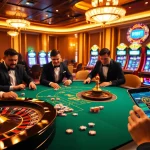 Engaging poker players at a vibrant casino table showcasing strategies for F168 com betting.