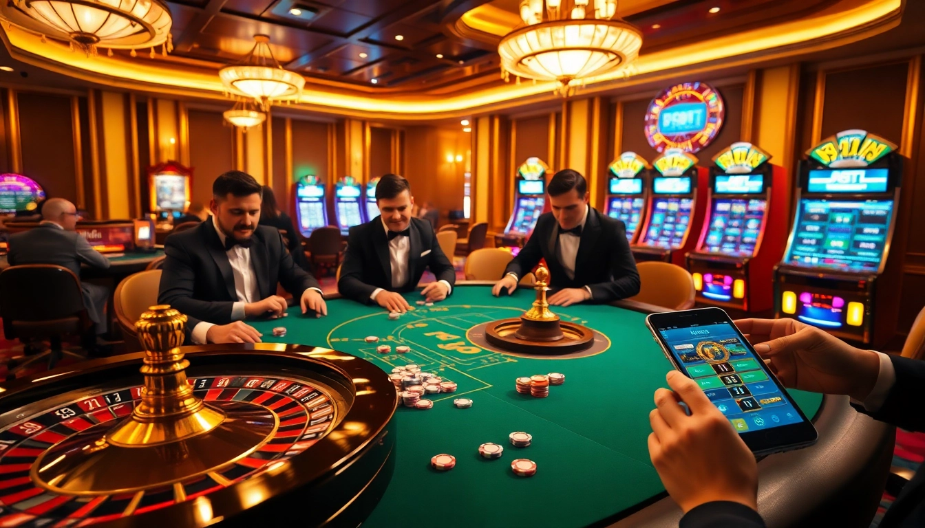 Engaging poker players at a vibrant casino table showcasing strategies for F168 com betting.